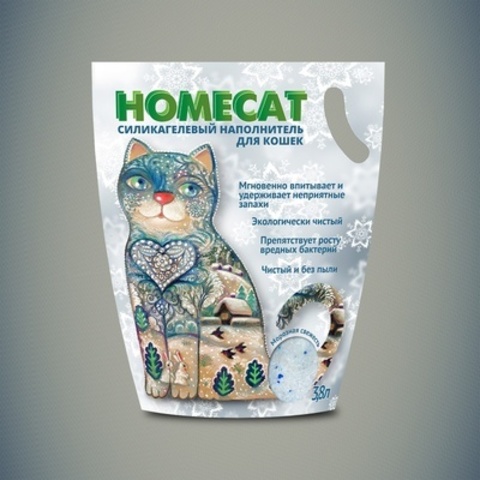 HOMECAT Морозная свежесть силикагелевый наполнитель для кошачьих туалетов с ароматом свежести 3,8л