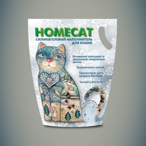 HOMECAT Морозная свежесть силикагелевый наполнитель для кошачьих туалетов с ароматом свежести 3,8л
