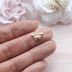 Подвеска Пчела с фианитами 10*13 мм, позолота, П374