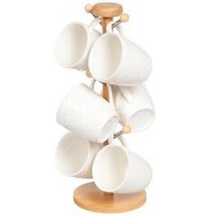 Ф Набор кружек 220мл 6шт + чайник 1300мл бамбук/подст I.K