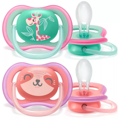 Əmzik \ ultra air soother, 18m+, 2-pack, girl