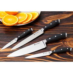 Нож кухонный Daniks, Black, универсал, нерж сталь, 12.5 см, рук пласт, 161520-4