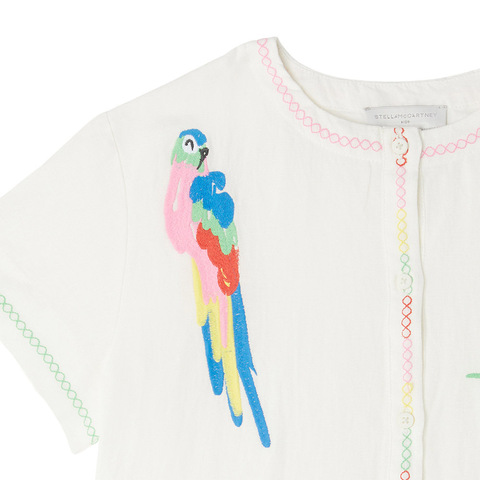 Платье Stella McCartney Kids Parrot Embroidery Linen