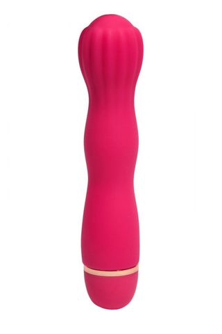 Розовый силиконовый вибратор с бутоном-головкой - 18 см. - 4sexdreaM 47541-MM