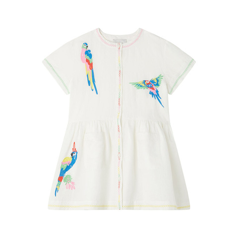 Платье Stella McCartney Kids Parrot Embroidery Linen