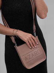 Сумка кожаная на плечо светло-розовая