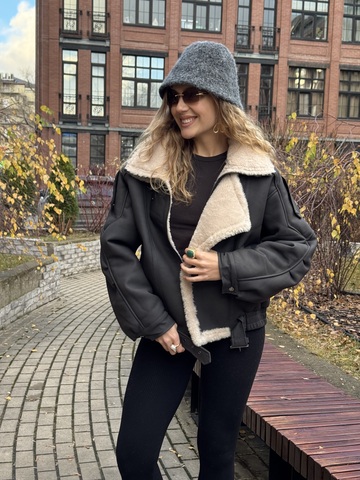 Дубленка матовая графит