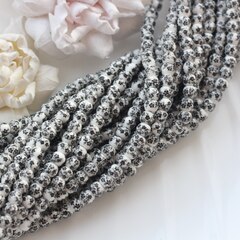 Бусина Шарик, керамика, белая с черной росписью, 6 мм, 1 нить, К120