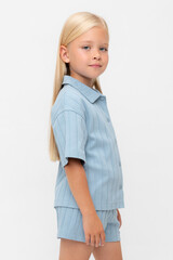 рубашка  для девочки  КР 302718-1/пыльно-синий к557