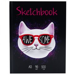 
          Скетчбук А5 96л., "Cool cat", 100г/м2, Миленд, 7БЦ, глянц. лам., лен