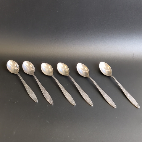 Набор из 6 чайных ложек Пламя - мельхиор - МНЦ - Кольугино - СССР