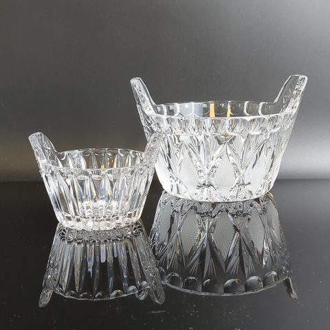 Вазочки конфетницы набор из 2х штук, хрусталь, алмазная грань, геометрический орнамент, винтаж СССР 1970-1990 гг