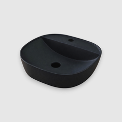 Раковина накладная овальная, с полочкой для смесителя 405x405x120 мм SPIN 40 CG.23596 матовый черный