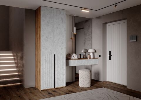 Марвэл Шкаф 2х. ств и полка косметическая (Мальта, Дуб Крафт)