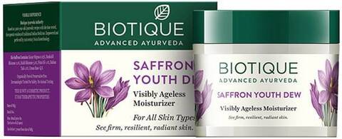 BIO SAFFRON YOUTH DEW Visibly Ageless Moisturizer, Biotique (ШАФРАН Увлажняющий и омолаживающий крем для лица, для всех типов кожи, Биотик), 50 г.