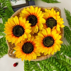 Подсолнух реалистичный, головы искусственные, диаметр 14 см., набор 5 шт.