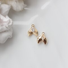 Подвеска Рыбий хвост с фианитом 13*11 мм, позолота, П113