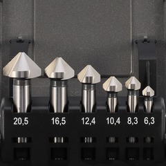 Набор зенковок 90° 6,3-20,5мм 3z HSSE-Co5 6шт H-Tools 745806EHT