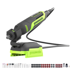 Гравер Greenworks G24RT 24V с базой и оснасткой (52 шт) аккумуляторный, без АКБ и ЗУ