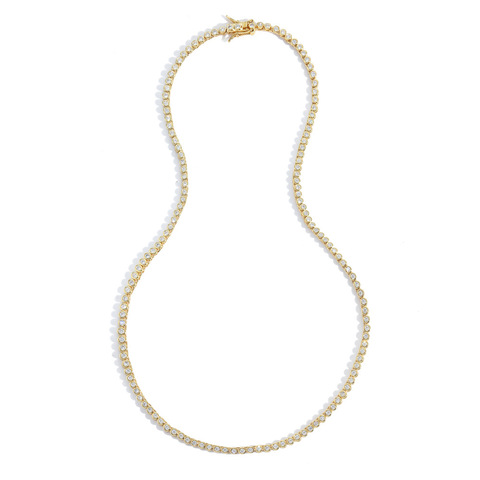 Колье тонкая полоса круглых цирконов, золото