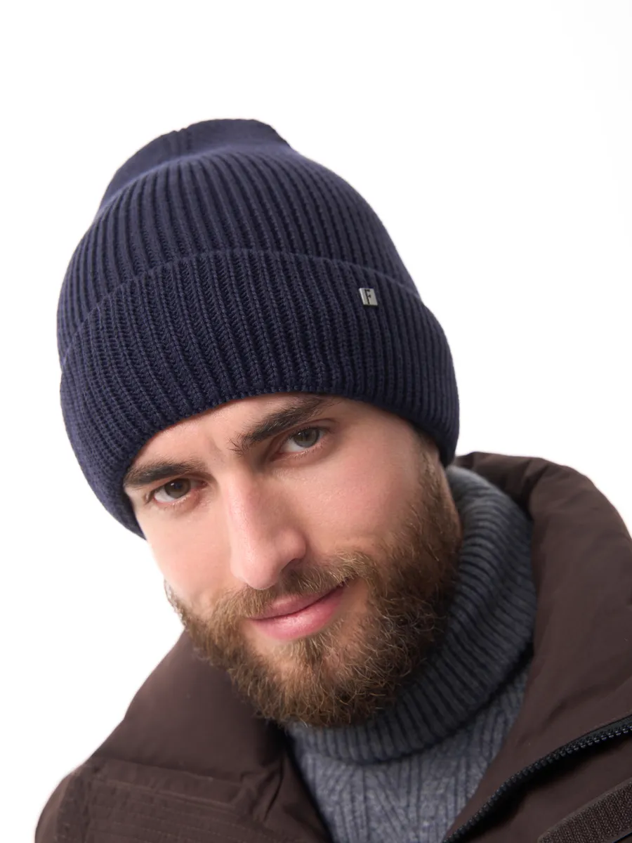 Шапка зимняя на флисе вязаная осень