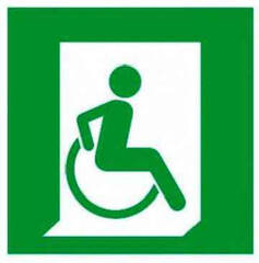 Знак "Выход для МГН" акрил 3 мм, ламинирование фотолюминесцентная пленка, скотч, 150х150