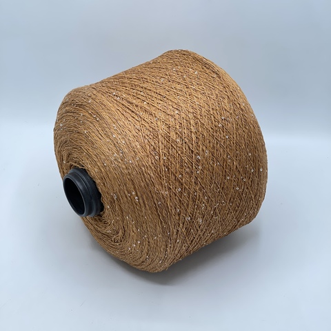 Бобинная пряжа, Linette Pailletes, 450м, 80% Лен, 20% Полиэстер(пайетка), Янтарь+пайетка. 39437