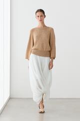 Massimo Dutti Меланжевый свитер из смесового хлопка, табачный