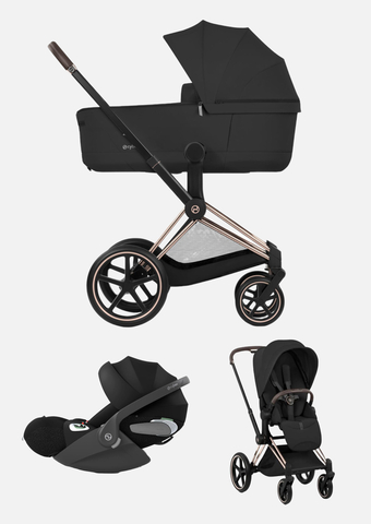 Cybex Priam 5 Style, в цвете Sepia Black (шасси Rose Gold) + автокресло Cybex Cloud T