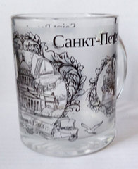 Кружка 300 мл стекло с видами Петербурга.