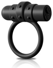 Черное перезаряжаемое эрекционное кольцо Vibrating Silicone C-Ring - 