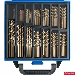 ЗУБР Кобальт, 99 шт, (1-10 мм), сталь Р6М5К5, класс А, мет.бокс, набор сверл по металлу, Профессионал (29626-H99)