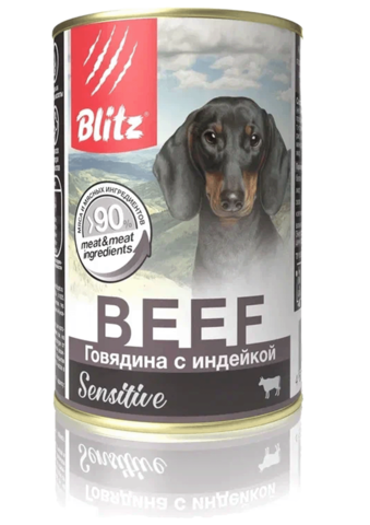 Blitz Adult консервы для собак всех пород и возрастов (говядина с индейкой) 400 гр