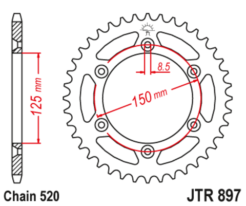 Звезда ведомая для мотоцикла RK B4403-47 (JTR897-47)