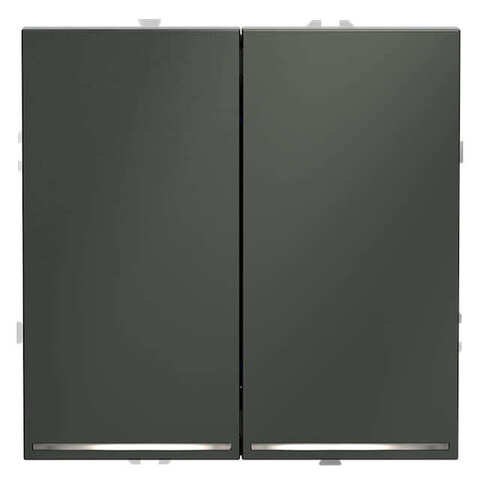 Выключатель двухклавишный с подсветкой 10А. Цвет Титан. MAYTONI. VOLTUM S70. VLS020206