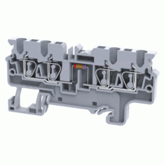 Четырехрядная клемма, пружинные зажимы проводника до 2.5 мм.кв. 1A/1000V с резисторной схемой - конфигурация R1