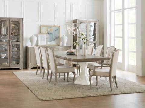 Hooker Furniture Dining Room Modern Romance Double Pedestal Dining Table w/2-22in leaves