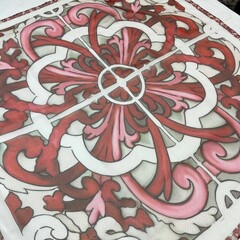Платок шёлковый принт майолика DG бордовый 83*83 арт.П06