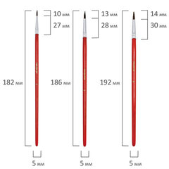 Кисти ПИФАГОР, набор 3шт, пони круглые №2,3,4, пакет с европодвесом