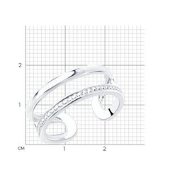 94012166 - Серебряное, двухрядное кольцо на фалангу пальца