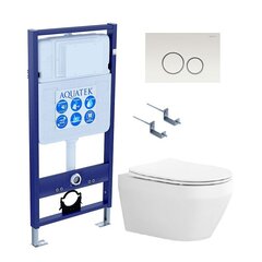 Комплект унитаза с инсталляцией Aquatek Set Aquatek Лея cm-015 4в1 с сиденьем Микролифт и Белой клавишей смыва фото