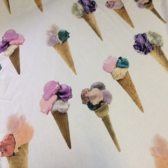 Мерный лоскут 1,15 м хлопок белый с мороженым 2062