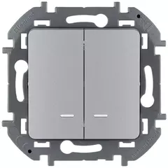 INSPIRIA Выключатель 2-кл. с подсветкой алюминий 673632