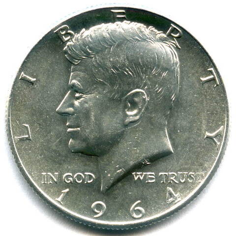1/2 доллара 1964 (D) США XF-AU (Кеннеди).