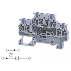 Двухуровневая клемма, пружинные зажимы проводника до 2.5 мм.кв. 1A/1000V с диодной схемой - конфигурация DD2