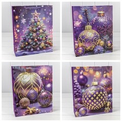 
          Пакет подарочный 26 х 32 х 10 см Набор 4 шт "Новый год" (Фиолетовый)
