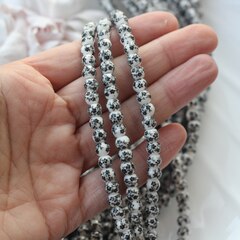 Бусина Шарик, керамика, белая с черной росписью, 6 мм, 1 нить, К120