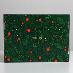 Коробка сборная одиночная Прямоугольник, «С Новым годом», 30*22*9 см