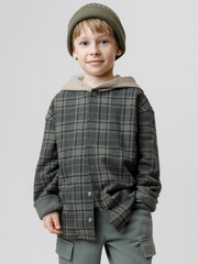 рубашка  для мальчика  КР 302780/пряный базилик,клетка к650