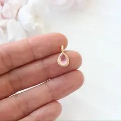Подвеска Капля с розовым фианитом, 15*8 мм, позолота, П429